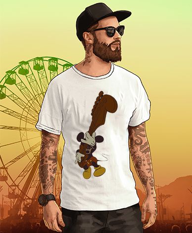 Camiseta Mickey Masculina Branca Rock in Rio
