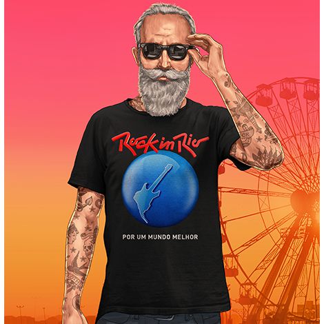 Camiseta Logão Masculina Preta Rock in Rio