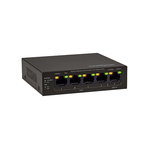 Switch 5 Portas Fast com 4 Portas POE SF 500 POE