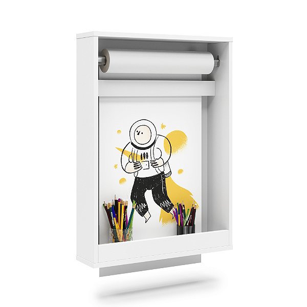 Lousa Painel de Criação Desenho com rolo de papel 42cm Branco