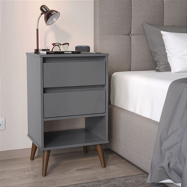 Mesa de Cabeceira Retro Taurus Cinza