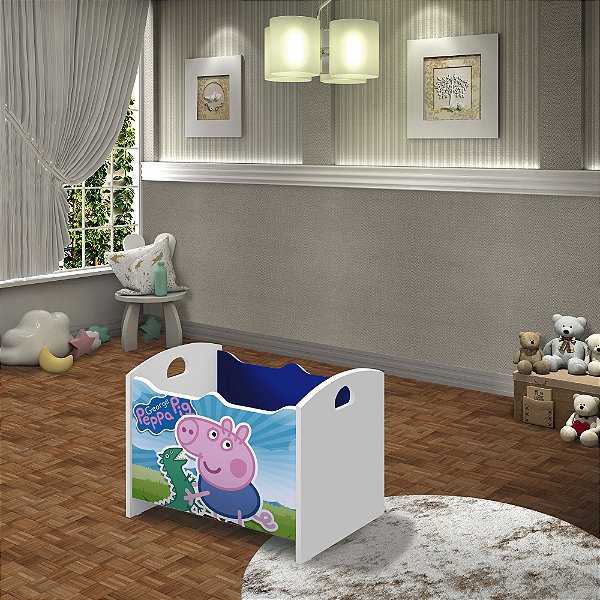 Caixa Baú Organizadora de Brinquedos infantil MDF Peppa George