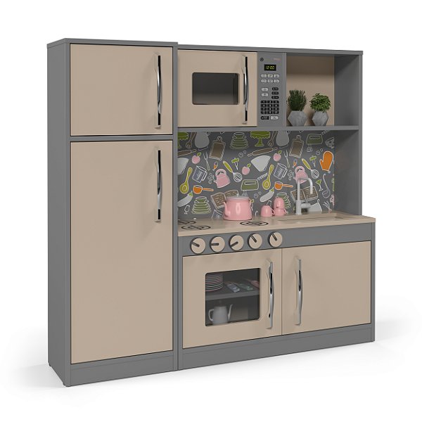 Cozinha Infantil com Refrigerador Diana em MDF