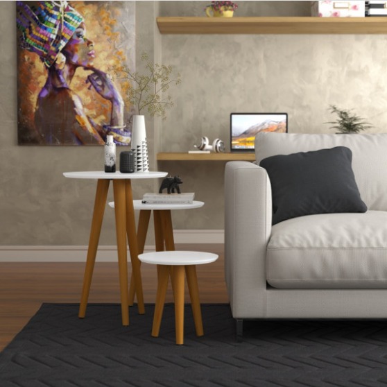 Conjunto 3 Mesas 4303 Pés Palito