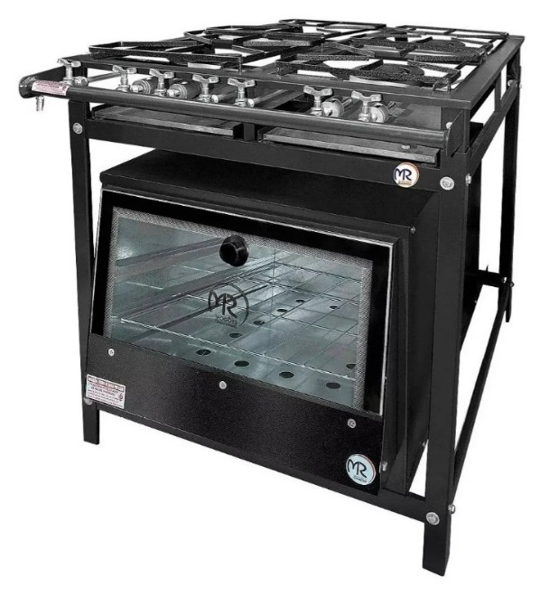 Fogão Industrial 4 Bocas Baixa Pressão Com Forno Doméstico