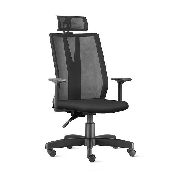 Cadeira Giratória Presidente Addit Back System com Encosto de Cabeça NR-17