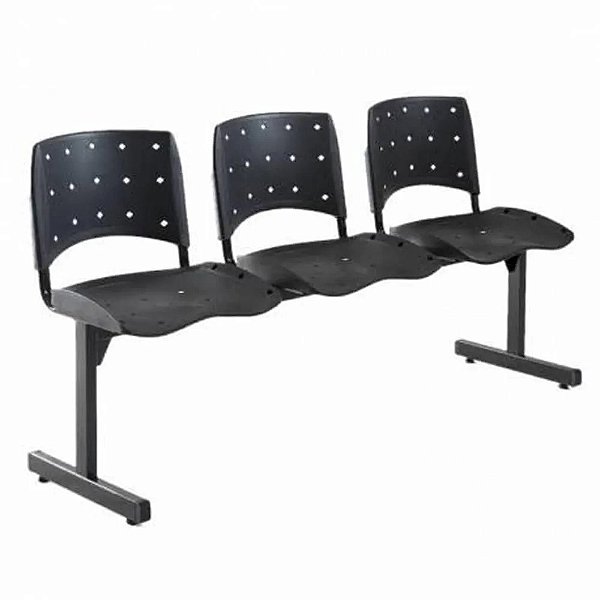 Longarina de 3 lugares  Ergoplax  Preta