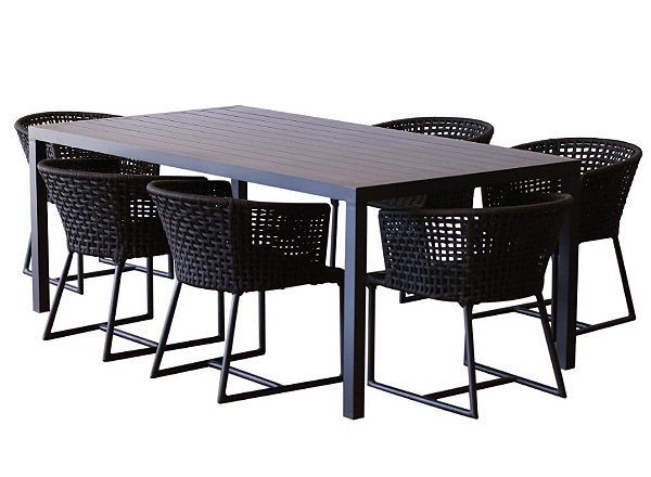 Conjunto de Jantar Sky com mesa Ripada Alumínio