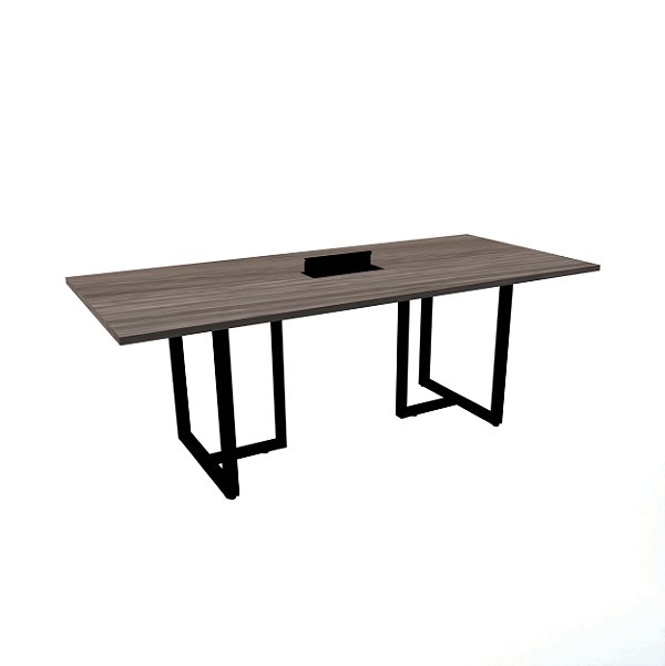 Mesa Reunião Pé Industrial Retangular com Power Box 2,00x0,90cm