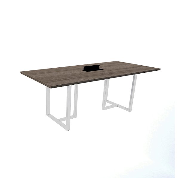 Mesa Reunião Pé Industrial Retangular com Power Box 2,60x1,20cm