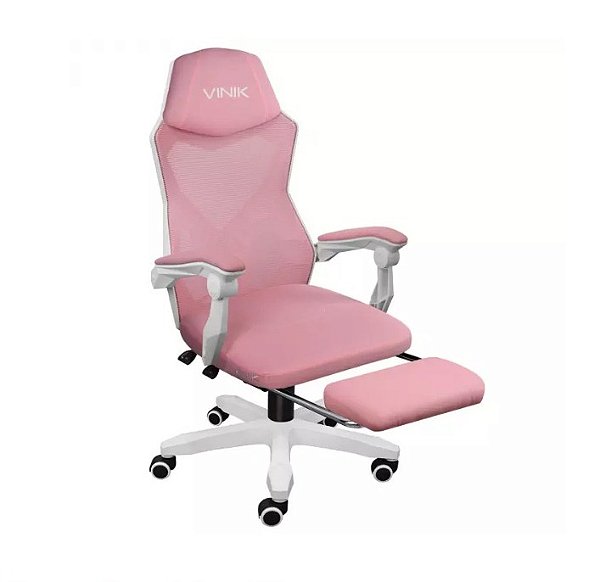 CADEIRA GAMER ROCKET ROSA COM BRANCO