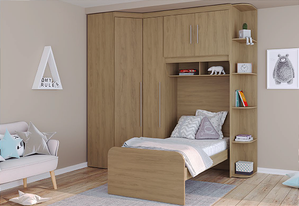 Roupeiro de Canto - Cama Solteiro Cedro Supreme 0.83,4 x 2.38,4m