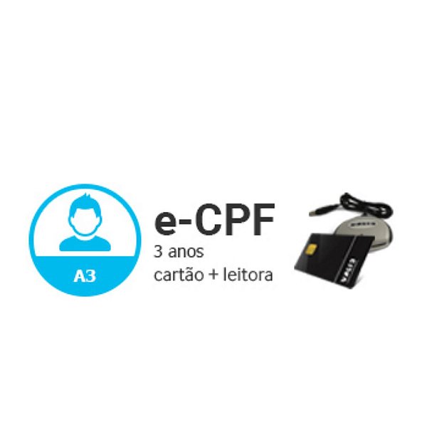 E-CPF A3 DE 3 ANOS EM  CARTÃO + LEITORA