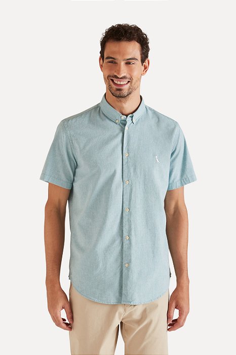 CAMISA MC PF OXFORD COLOR TURQUESA