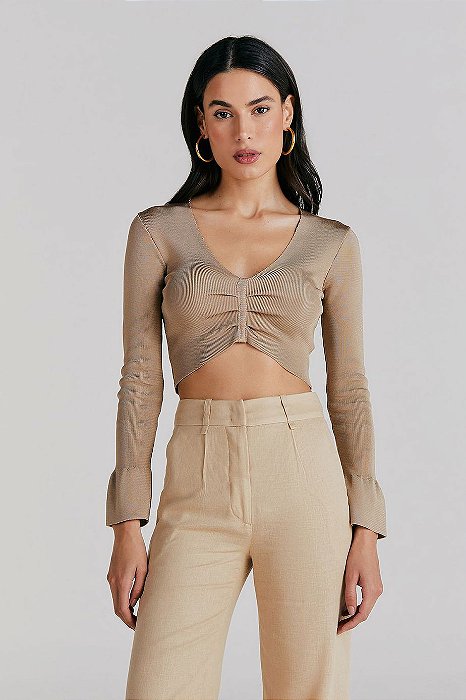 CROPPED TRICOT NENA BEGE