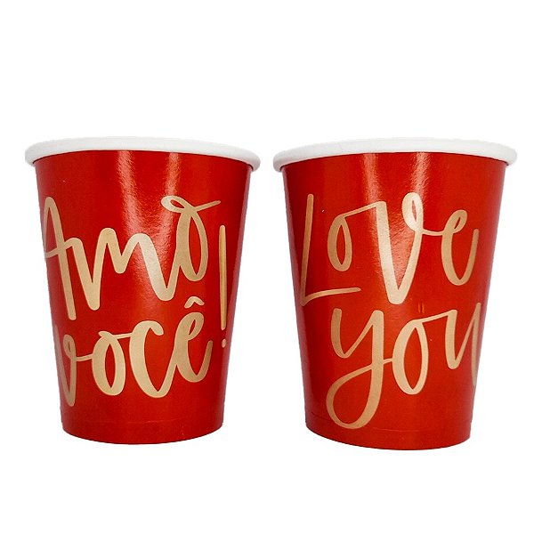 Copo de Papel Compose - Love You | Amo Você  - 08 unidades - Cromus - Rizzo