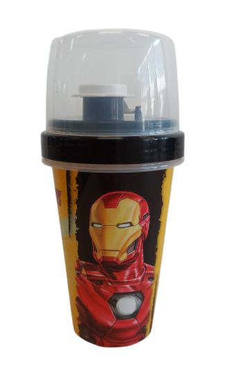 Mini Shakeira com Tampa Homem de Ferro 320ml - Plasútil - Rizzo