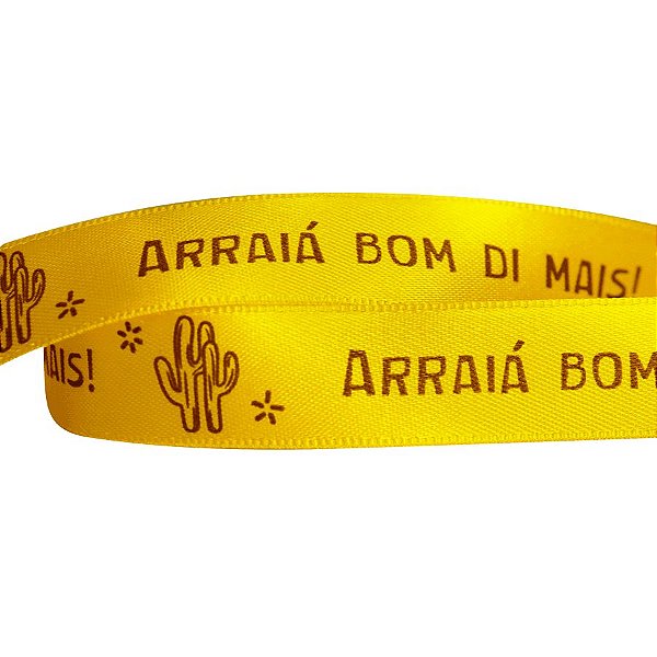 Fita Festa Junina Frases Amarela ECF003D 102 - 15mm - 10 metros - Progresso - Rizzo