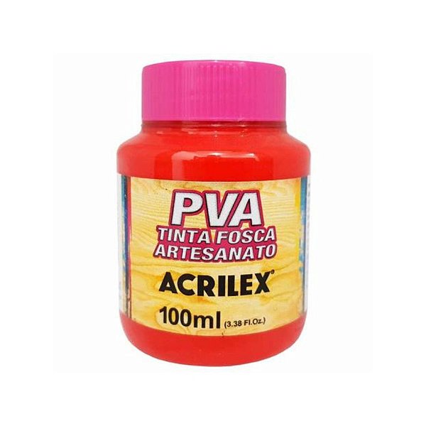 Tinta Fosca PVA 100ml - Vermelho Vivo - 1 unidade - Acrilex - Rizzo