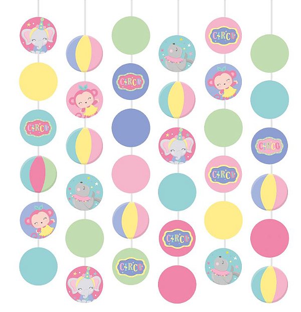 Cortina Decorativa Festa Circo Rosa - 06 unidades - Cromus - Rizzo