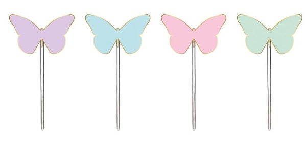 Pick Decorativo para Doces - Festa Borboletas - 12 unidades - Cromus - Rizzo