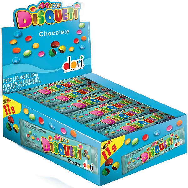 Pastilha Mini Disqueti Chocolate Confeitado - Caixa - Dori Alimentos - Rizzo