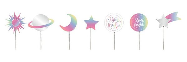 Pick Decorativo para Doces - Sortidos - Festa Galaxia - 12 unidades - Cromus - Rizzo
