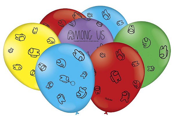 Balão Especial 9" Festa Among Us - 25 unidades - Festcolor - Rizzo