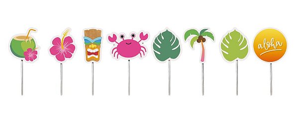Pick Decorativo para Doces - Festa Havaiana - 12 unidades - Cromus - Rizzo