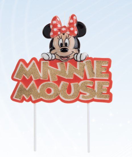 Vela Minnie Colorido Glitter Dourado Disney - 1 unidade - Rizzo
