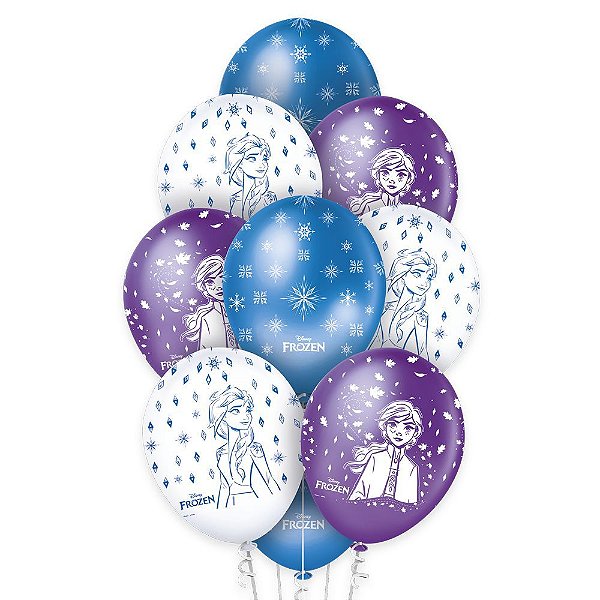Balão de Festa Decorado Frozen II 12" - 10 unidades - Regina - Rizzo Balões