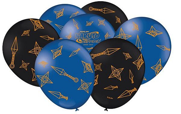 Balão Festa Naruto Azul e Preto - 25 unidades - Festcolor - Rizzo Balões