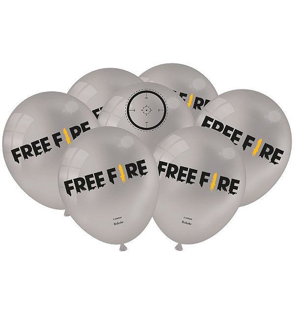 Balão Festa Free Fire Prata - 25 unidades - Festcolor - Rizzo Balões