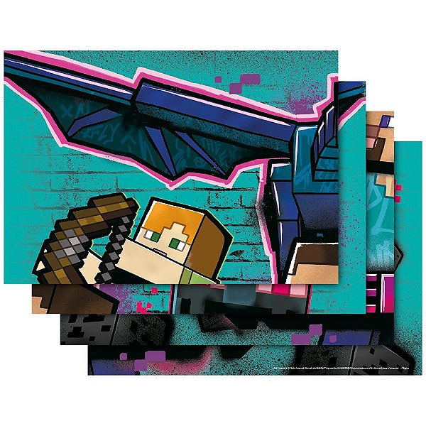 Painel Decorativo 126x88cm - Festa Minecraft Grafite - 01unidade - Regina - Rizzo