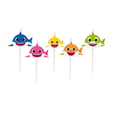 Vela 2D Festa Baby Shark - 5 Unidades - Cromus - Rizzo