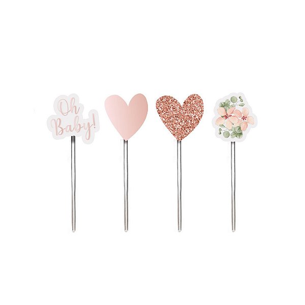 Pick Decorativo para Doces - Sortido - Festa OH Baby Girl - 12 unidades - Cromus - Rizzo