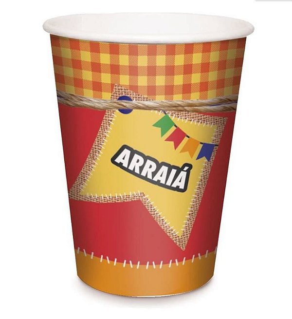 Copo de Papel 240ml Festa Junina Arraiá - 08 Unidades - Cromus Festas - Rizzo