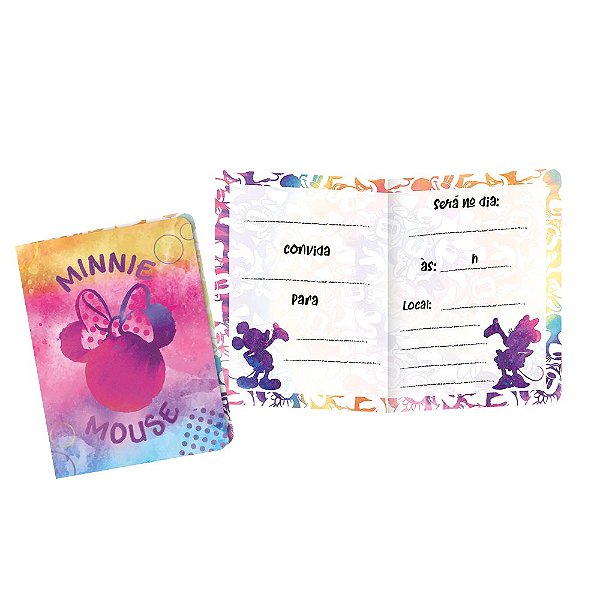 Convite Minnie Tie Dye 12 Unidades - Regina - Rizzo Festas