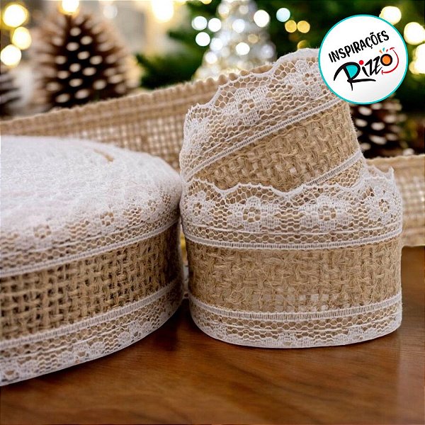 Fita Decorativa Juta com Renda 3cmx2m -01 unidade - ArtLille
