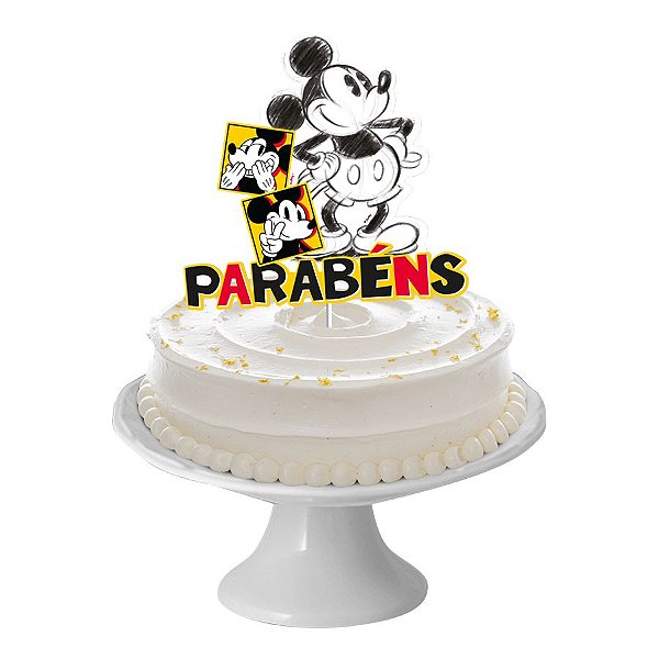 Decoração Topo de Bolo Festa Mickey Fãs - 01 unidades - Regina -
