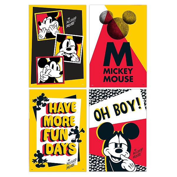 Cartaz Decorativo Festa Mickey Fãs - 04 unidades - Regina -