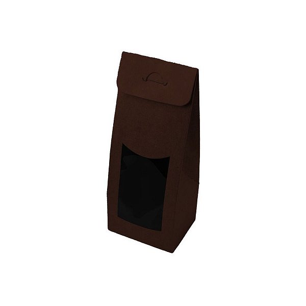 Caixa Sacolinha com Visor G (12cm x 23m x 6cm) Marrom 10 unidades Assk