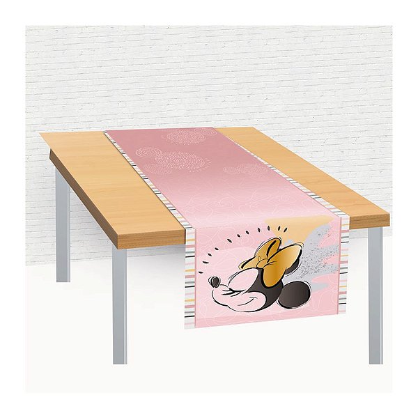 Trilho de Mesa de Tecido 40x200cm Festa Minnie Fãs - 01 unidade - Regina -