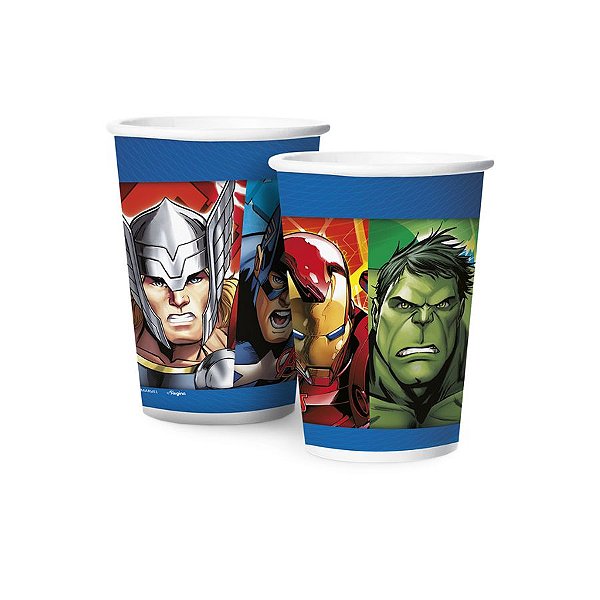 Copo de Papel 180ml - Avengers Animated - 12 unidades - Regina -