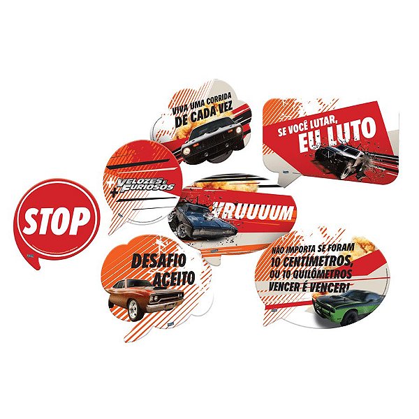 Kit Placas Festa Velozes e Furiosos - 9 Unidades - Festcolor - Rizzo