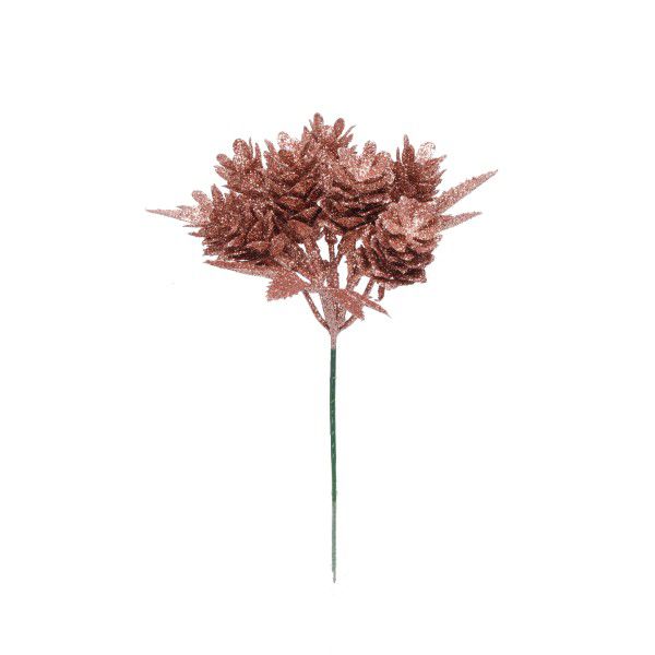 Pick Pinha Rose Gold com Glitter 20cm- 01 unidade - Cromus Natal - Rizzo Balões
