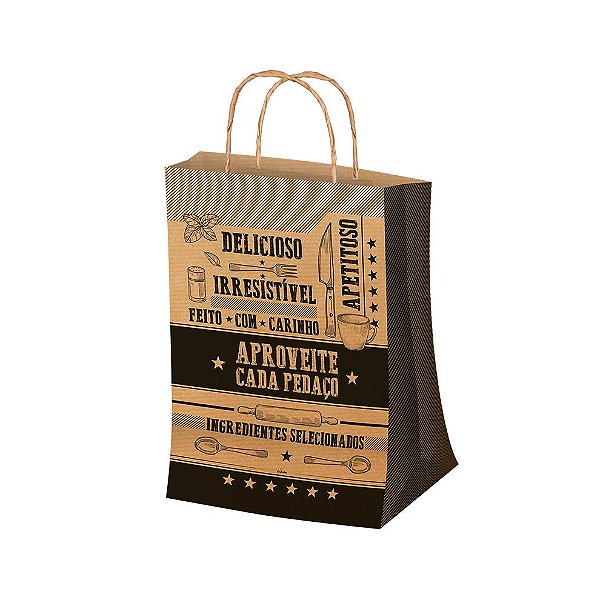Sacola P 27,5x17,5x9cm Kraft - 50 unidades - Food Service Festcolor - Rizzo