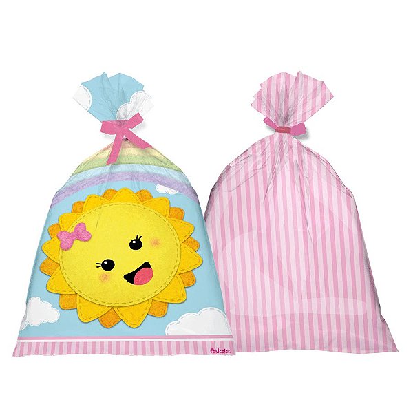 Sacola Plástica Festa Raio de Sol - 8 Unidades - Festcolor - Rizzo