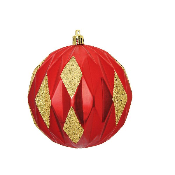 Kit Bolas Losangos Vermelho Ouro 10cm - 04 unidades - Cromus Natal - Rizzo Balões