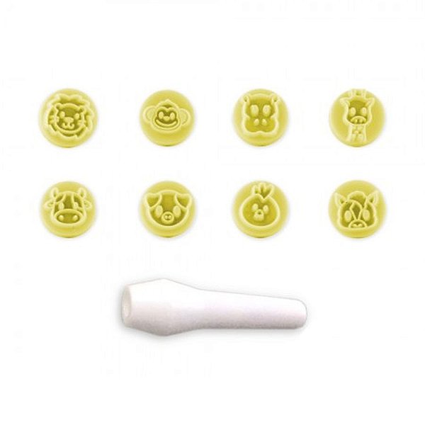 Kit Carimbo Marcador Animais Amarelo - 8 Unidades - BlueStar - Rizzo Confeitaria